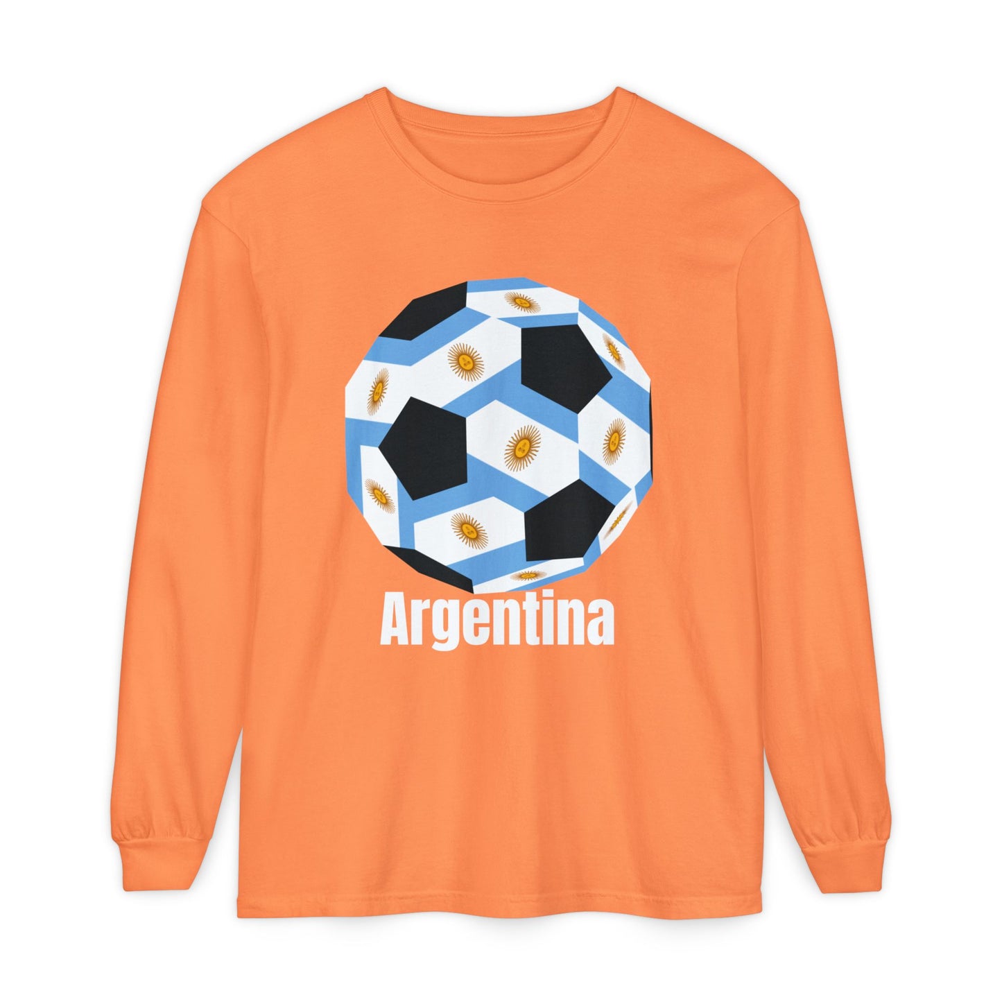 Argentina Fan Specialty Soccer Ball Design Long Sleeve Shirt