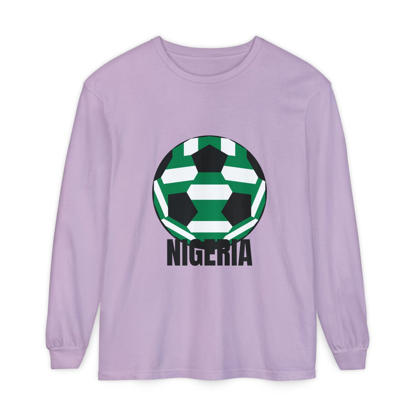 Nigeria Fan Specialty Soccer Ball Design Long Sleeve Shirt