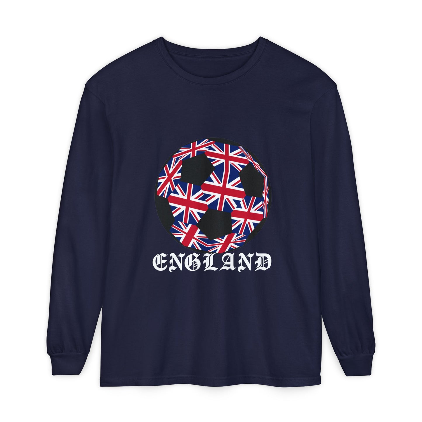 Old English Style Specialty Soccer Ball Design  Long Sleeve Tee