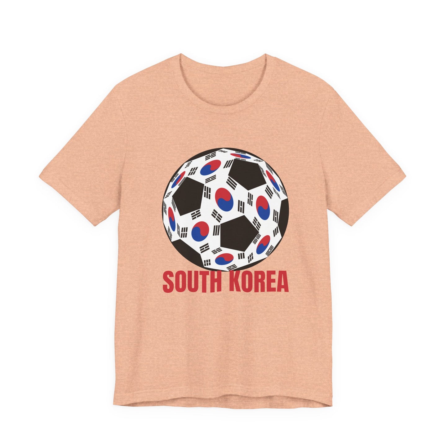 South Korea Fan Specialty Soccer Ball Design T Shirt Red Text