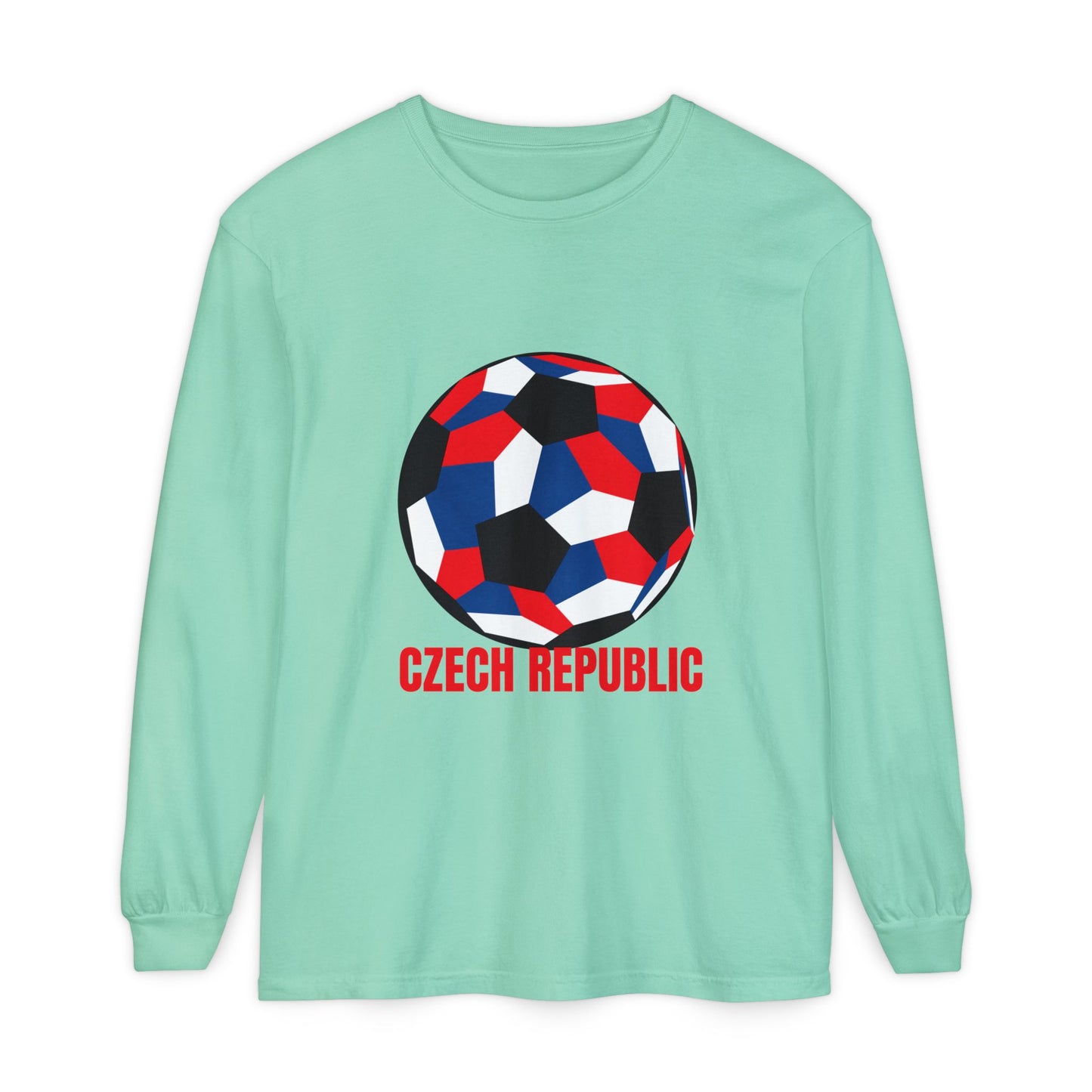 Czech Republic Fan Specialty Soccer Ball Design Long Sleeve Tee