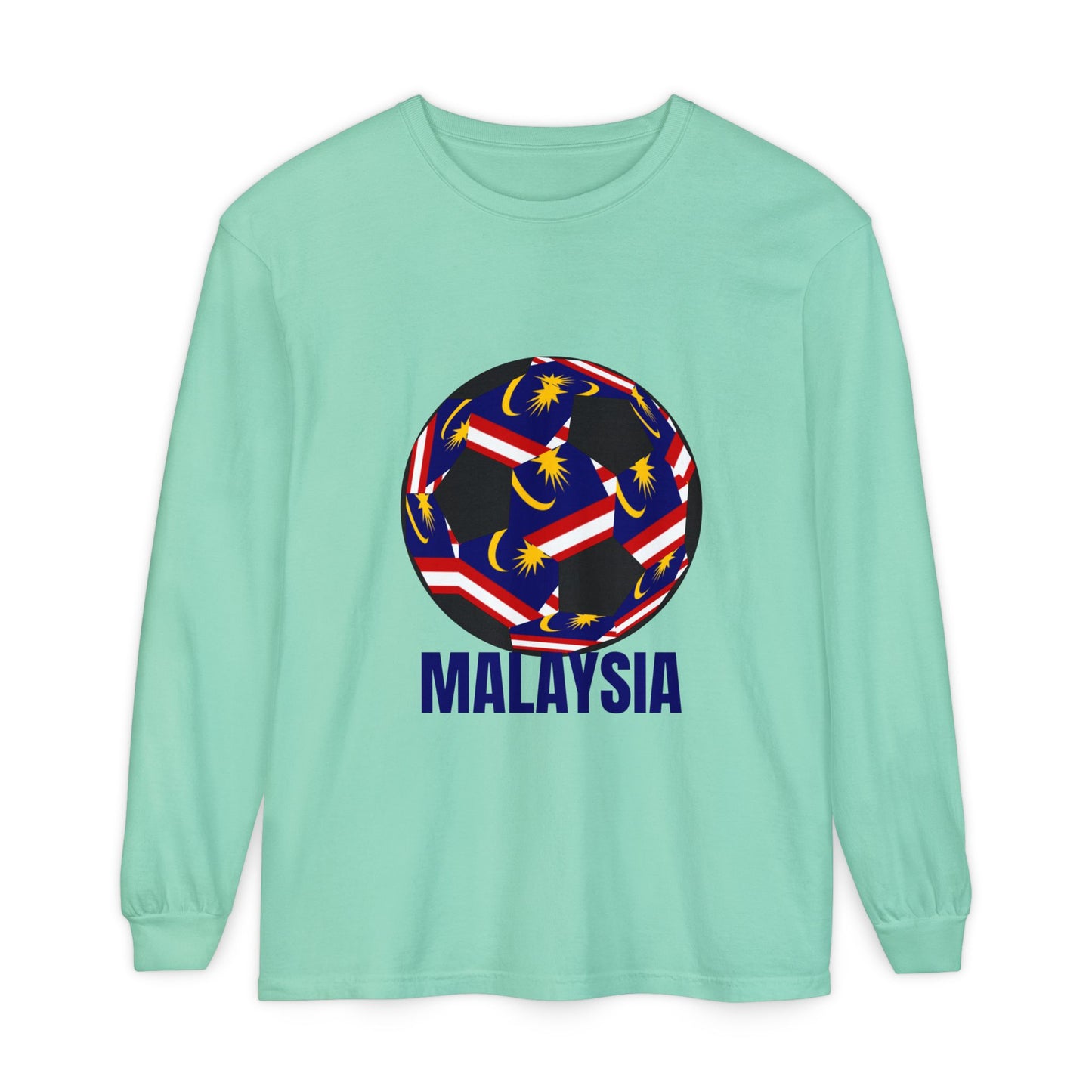 Malaysia Fan Specialty Soccer Ball Design Long Sleeve Tee