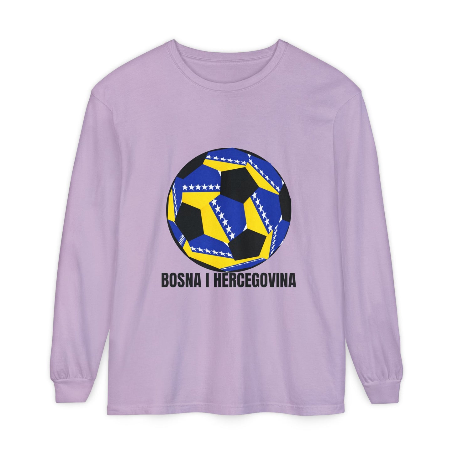 Bosnia Herzegovina Fan Specialty Soccer Ball Design Long Sleeve Tee