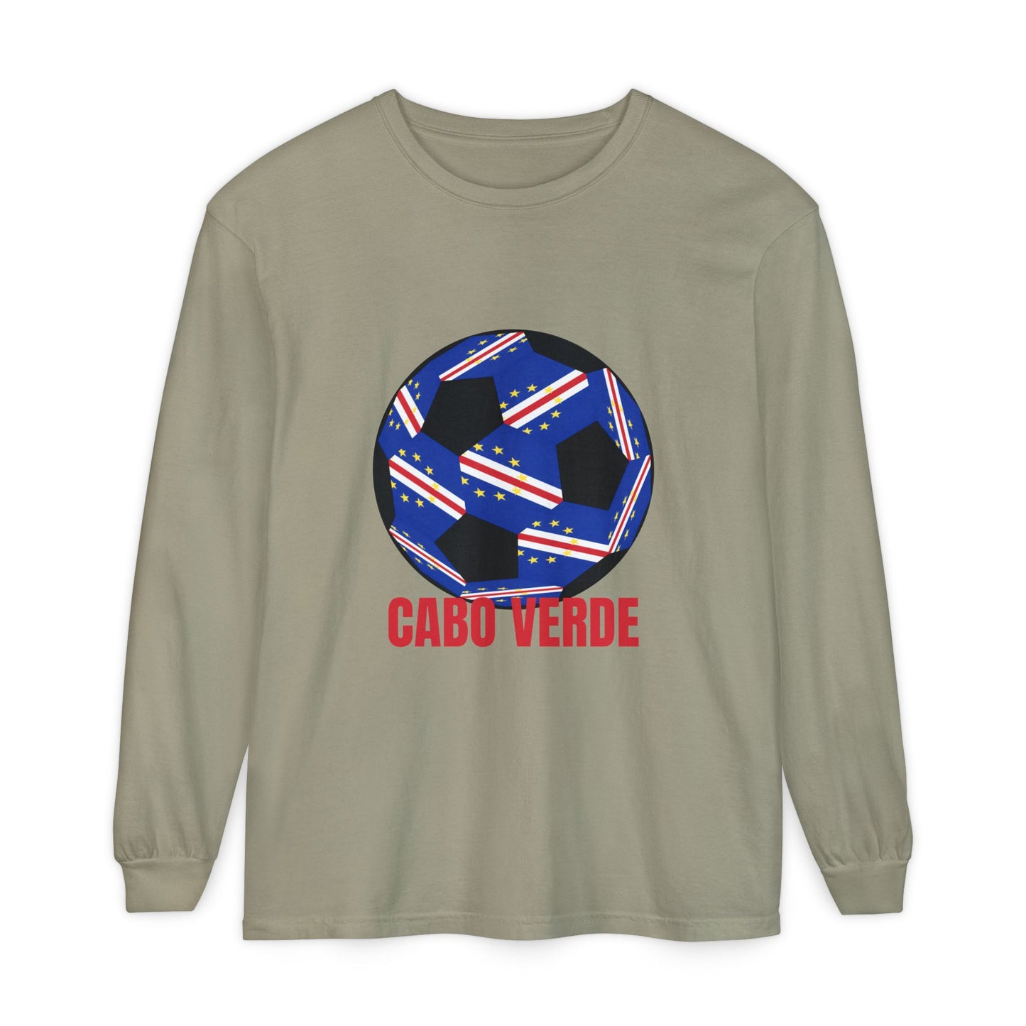 Cabo Verde Fan Specialty Soccer Ball Design Long Sleeve Tee