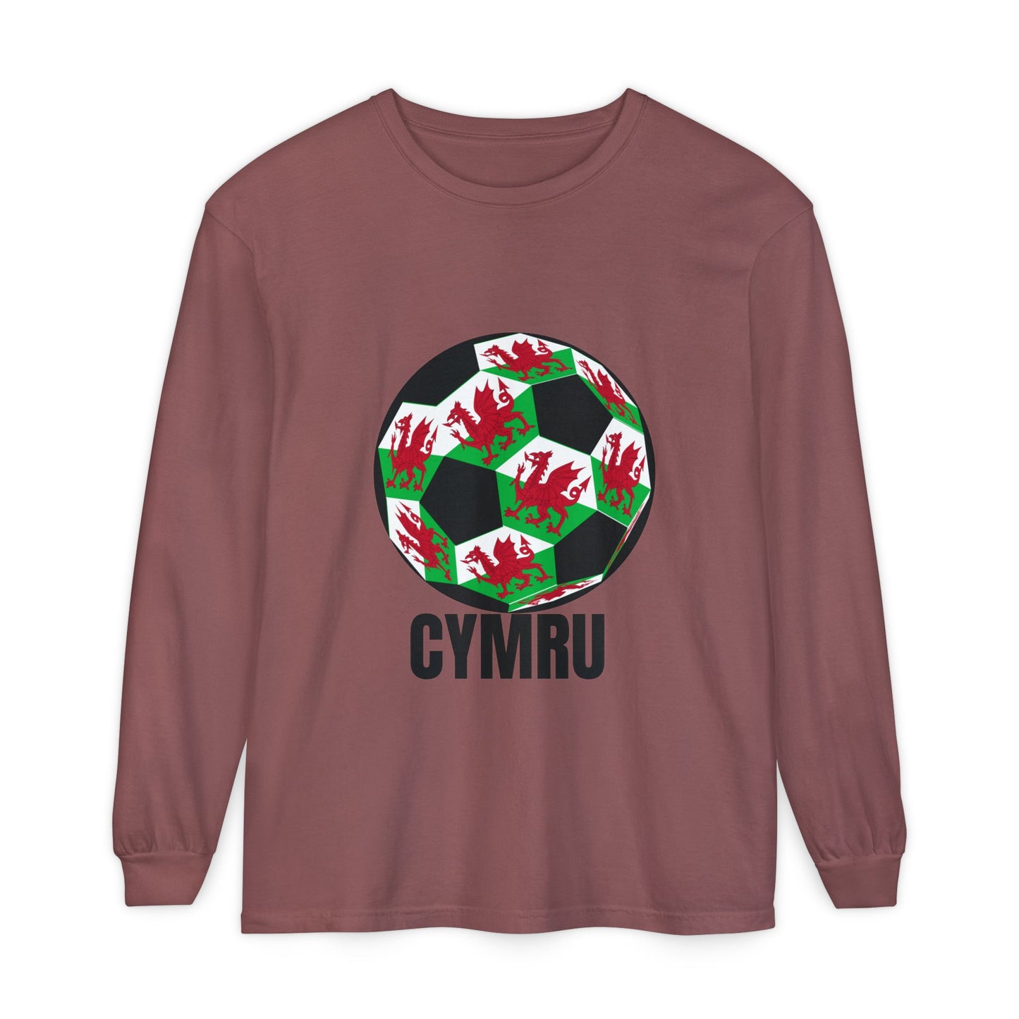 Cymru Fan Specialty Soccer Ball Design Long Sleeve Tee