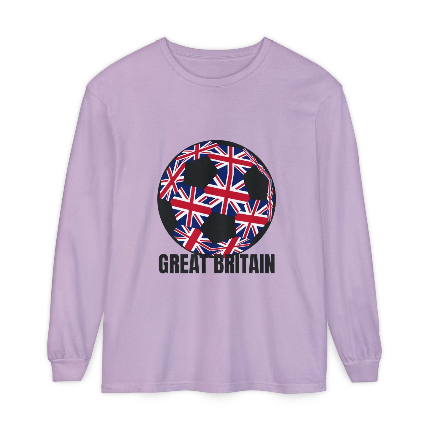 Great Britain Fan Specialty Soccer Ball Design Long Sleeve T-Shirt