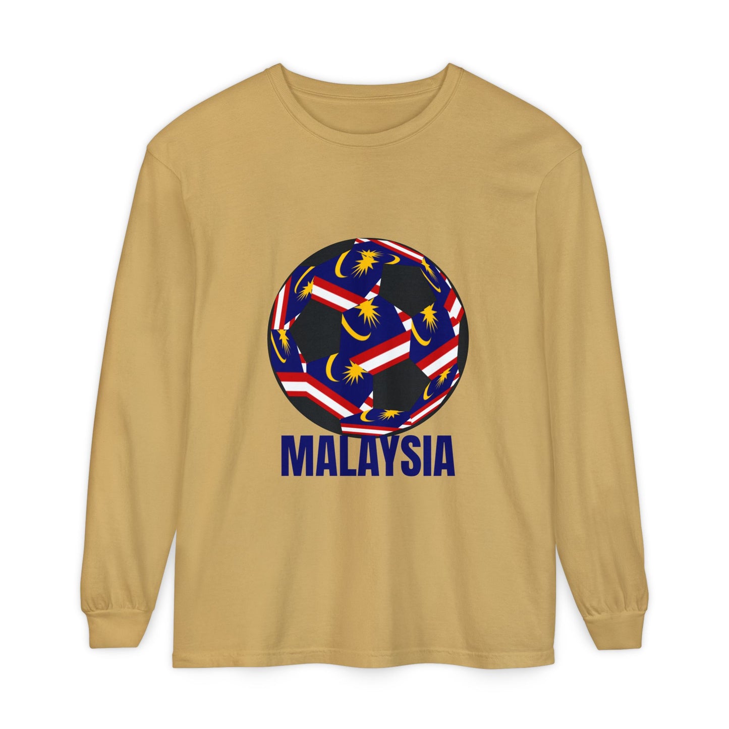Malaysia Fan Specialty Soccer Ball Design Long Sleeve Tee