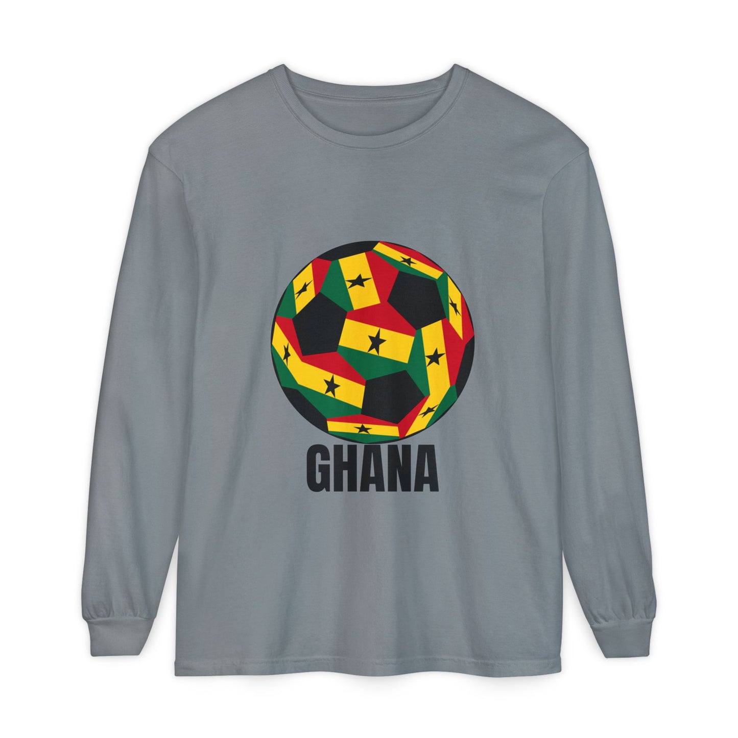 Ghana Fan Specialty Soccer Ball Design Long Sleeve Tee