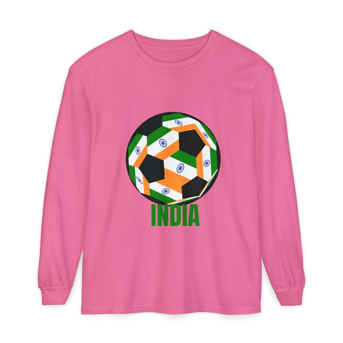 India Fan Specialty Soccer Ball Design Long Sleeve Tee