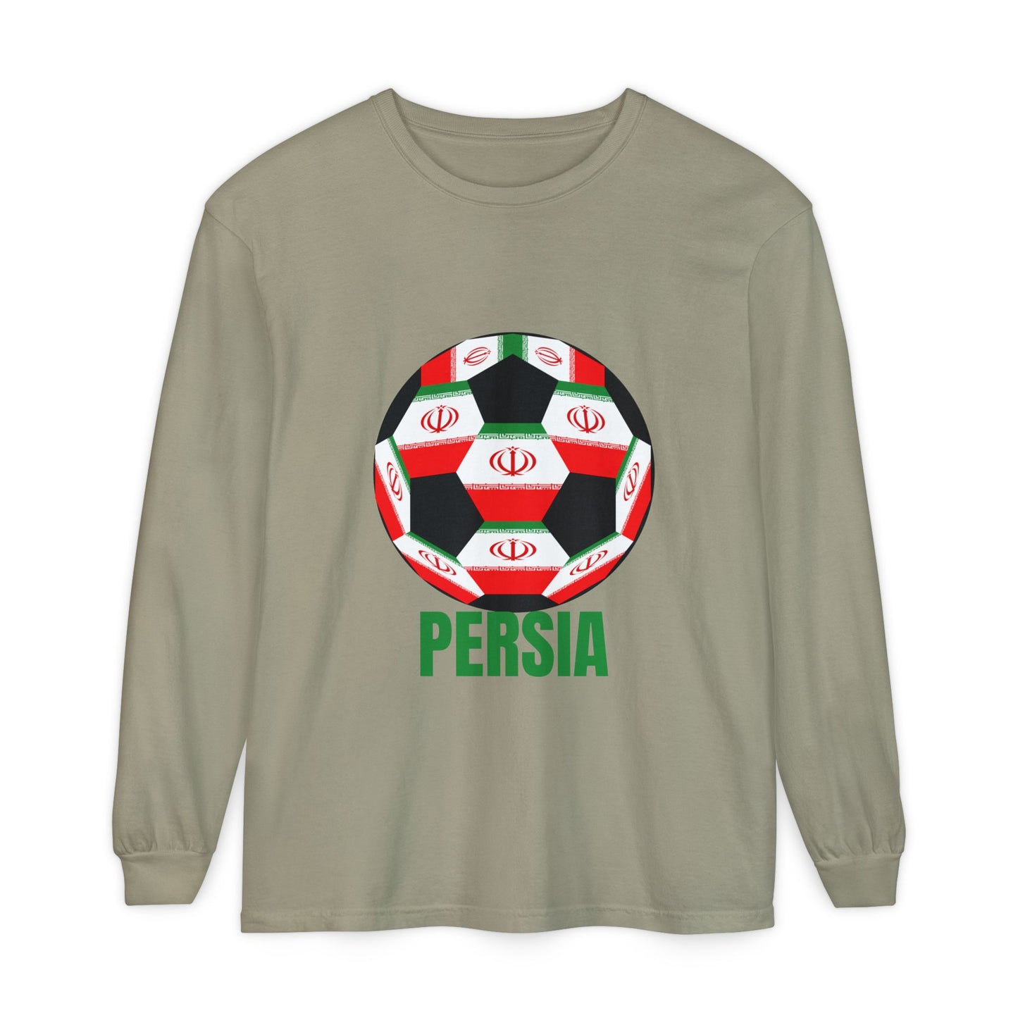 Persia Fan Specialty Soccer Ball Design Long Sleeve Tee