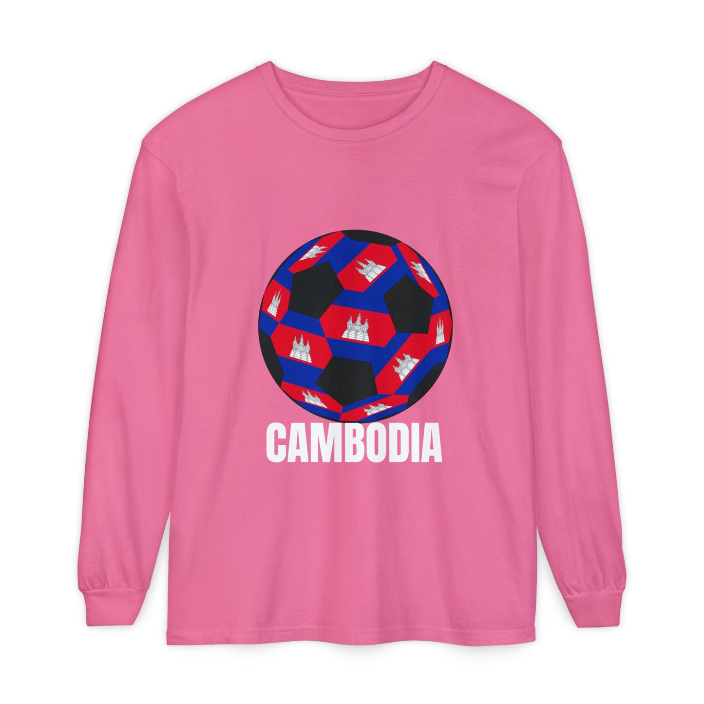 Cambodia Fan Specialty Soccer Ball Design Long Sleeve Tee