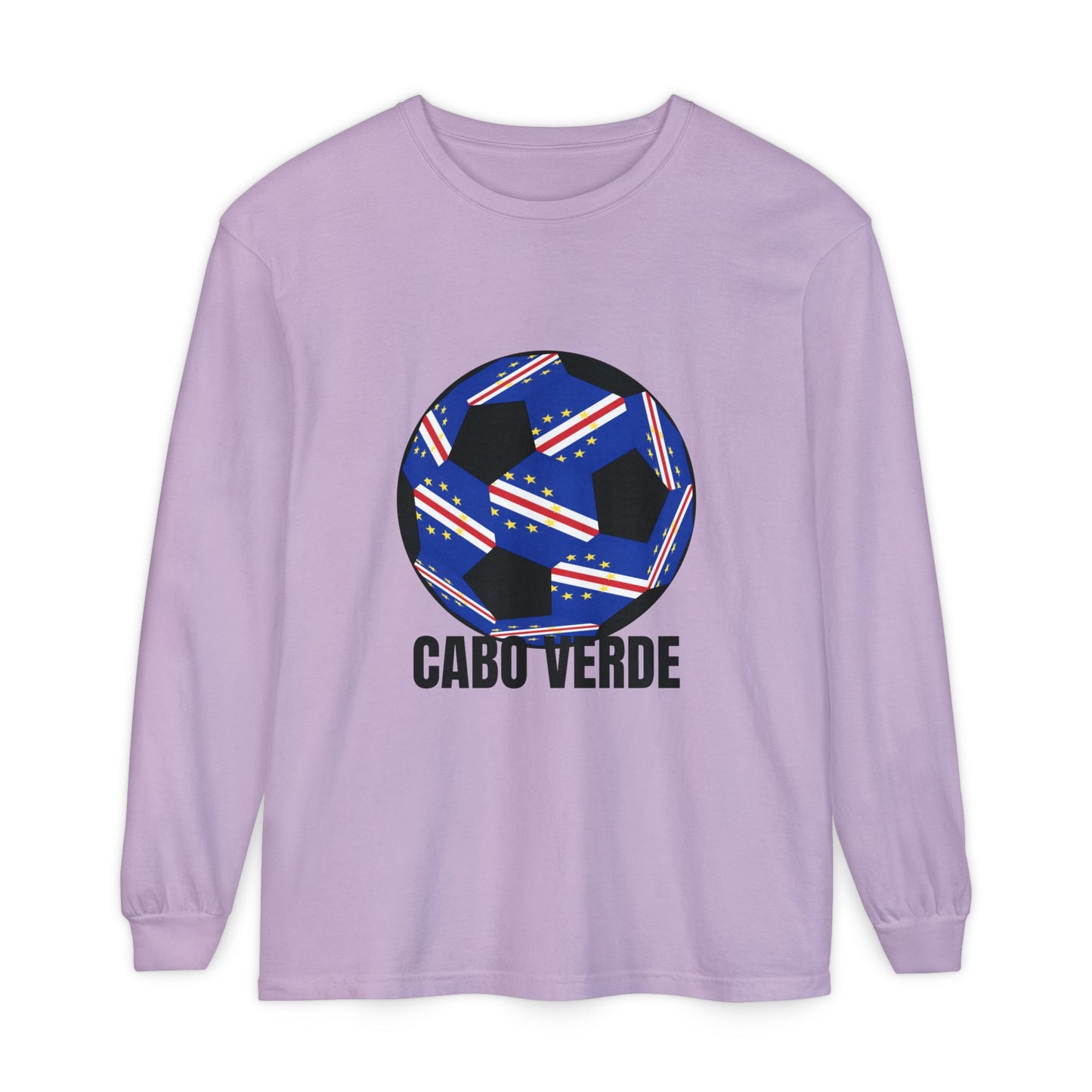 Cabo Verde Fan Specialty Soccer Ball Design Long Sleeve T-Shirt