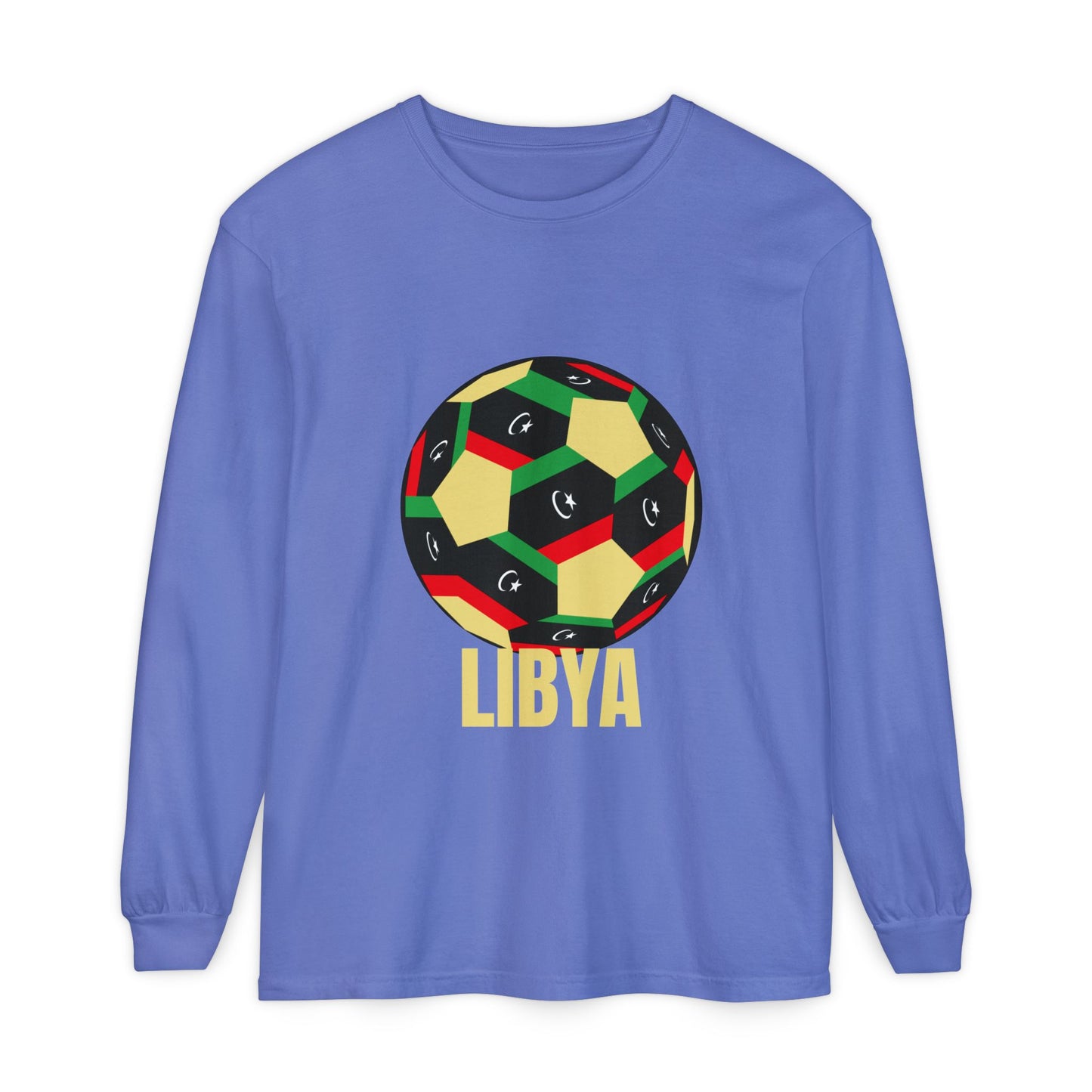 Libya Fan Specialty Soccer Ball Design Long Sleeve Tee