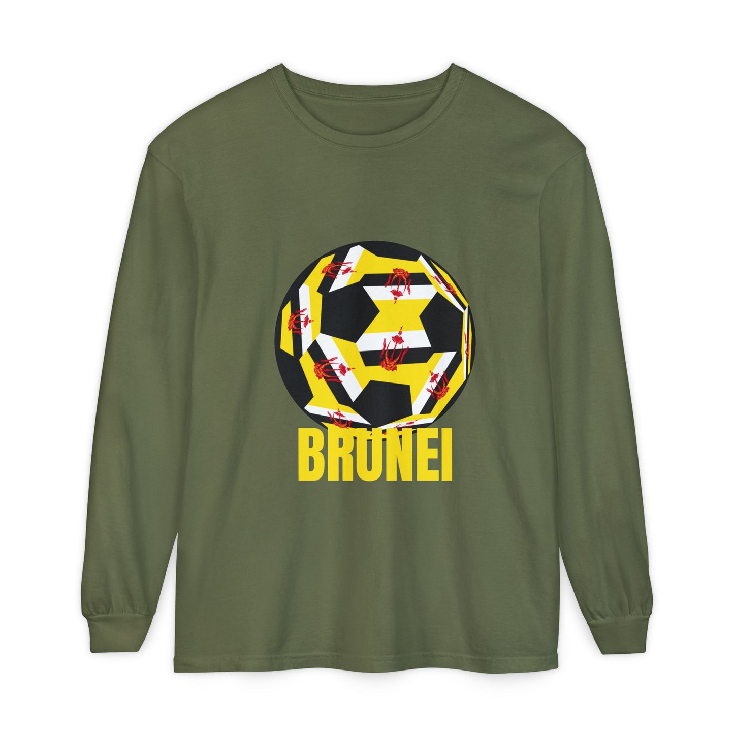 Brunei Fan Specialty Soccer Ball Design  Long Sleeve Tee