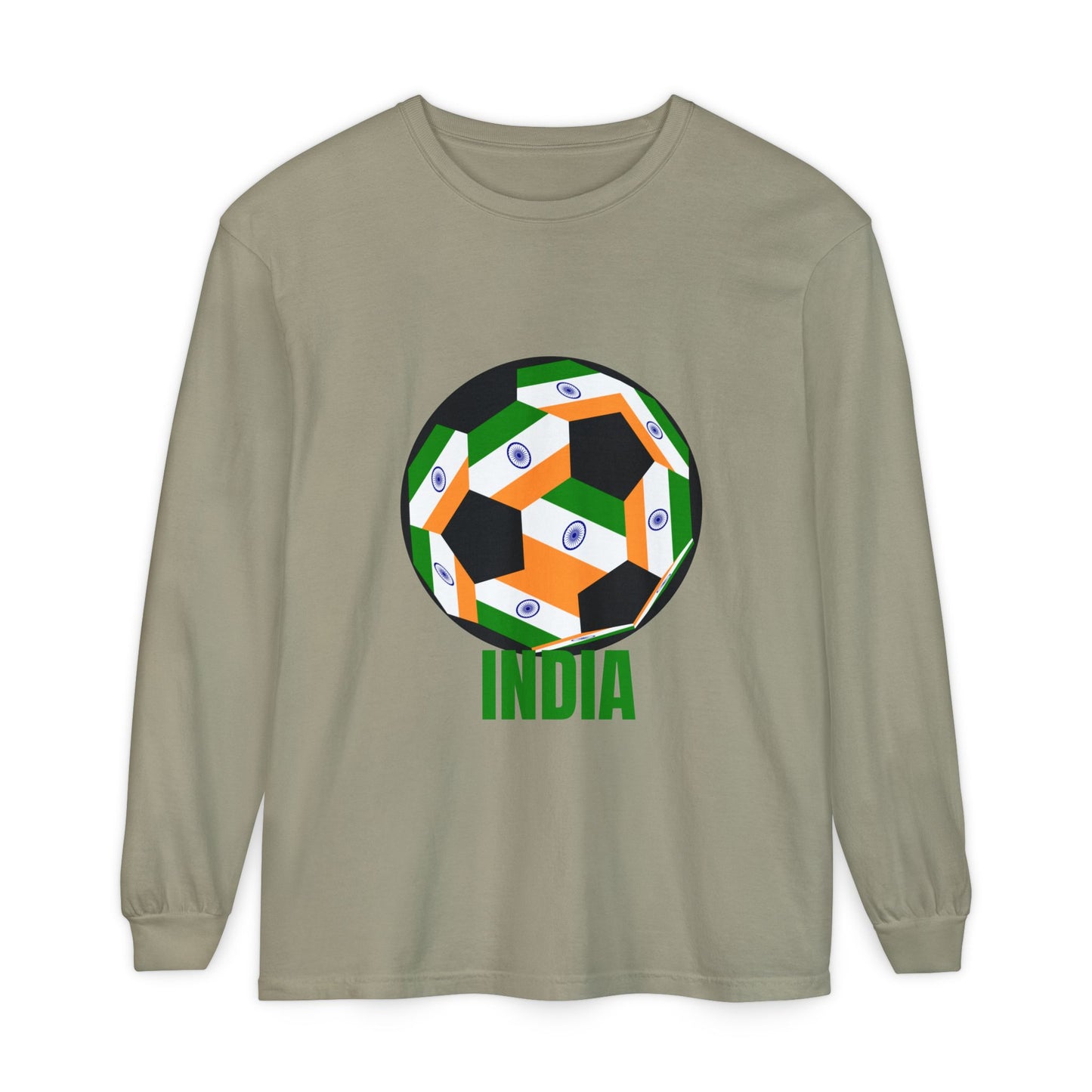India Fan Specialty Soccer Ball Design Long Sleeve Tee