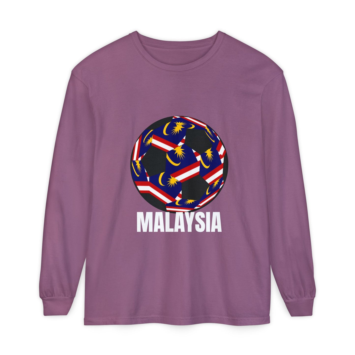 Malaysia Fan Specialty Soccer Ball Design Long Sleeve Tee
