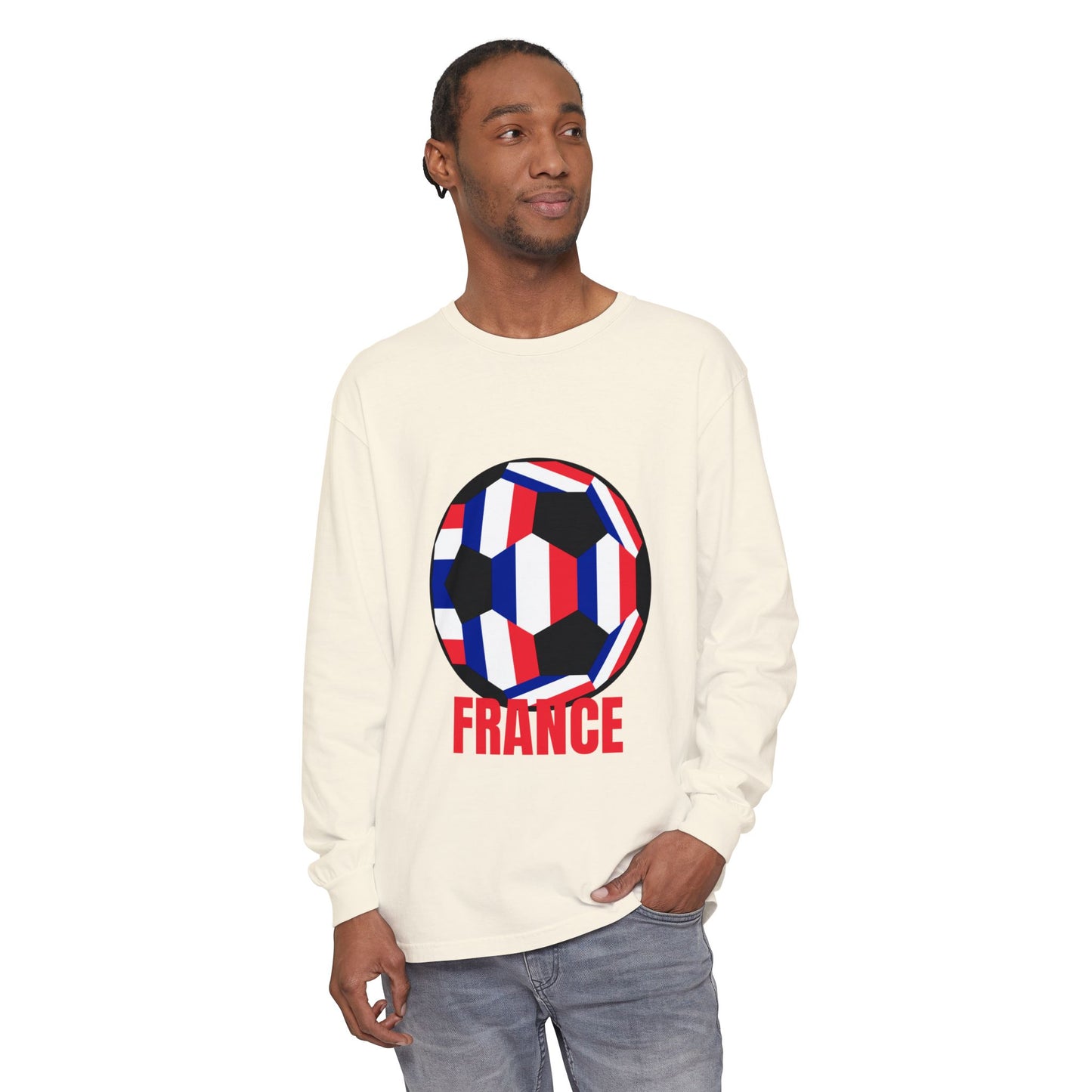 France Fan Specialty Soccer Ball Design Long Sleeve Tee