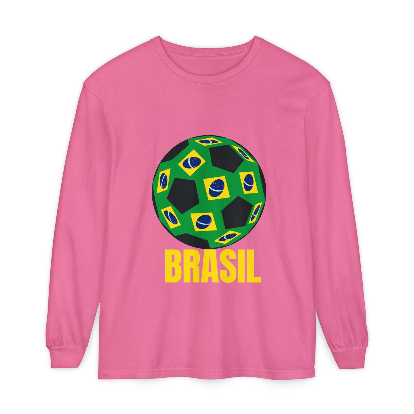 Brasil Fan Specialty Soccer Ball Design Long Sleeve T Shirt