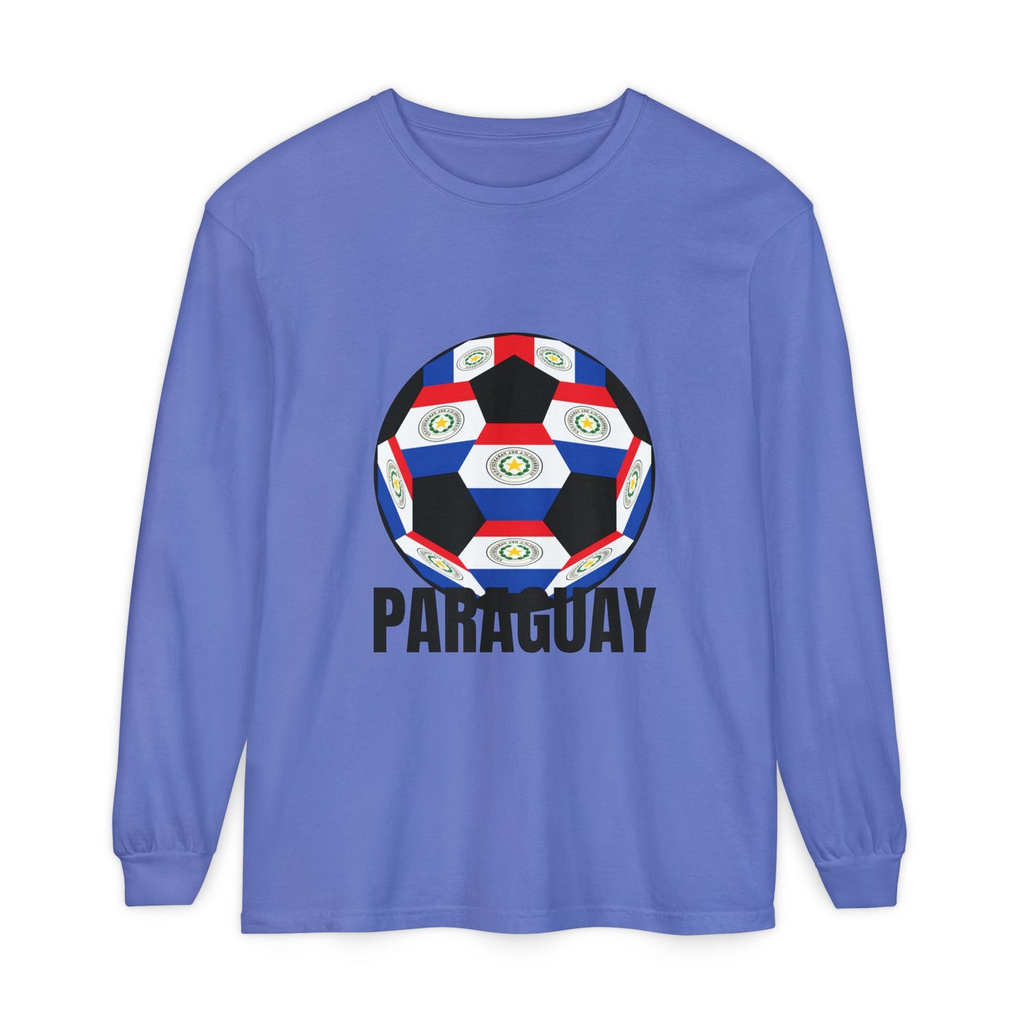 Paraguay Fan Specialty Soccer Ball Design Long Sleeve Tee