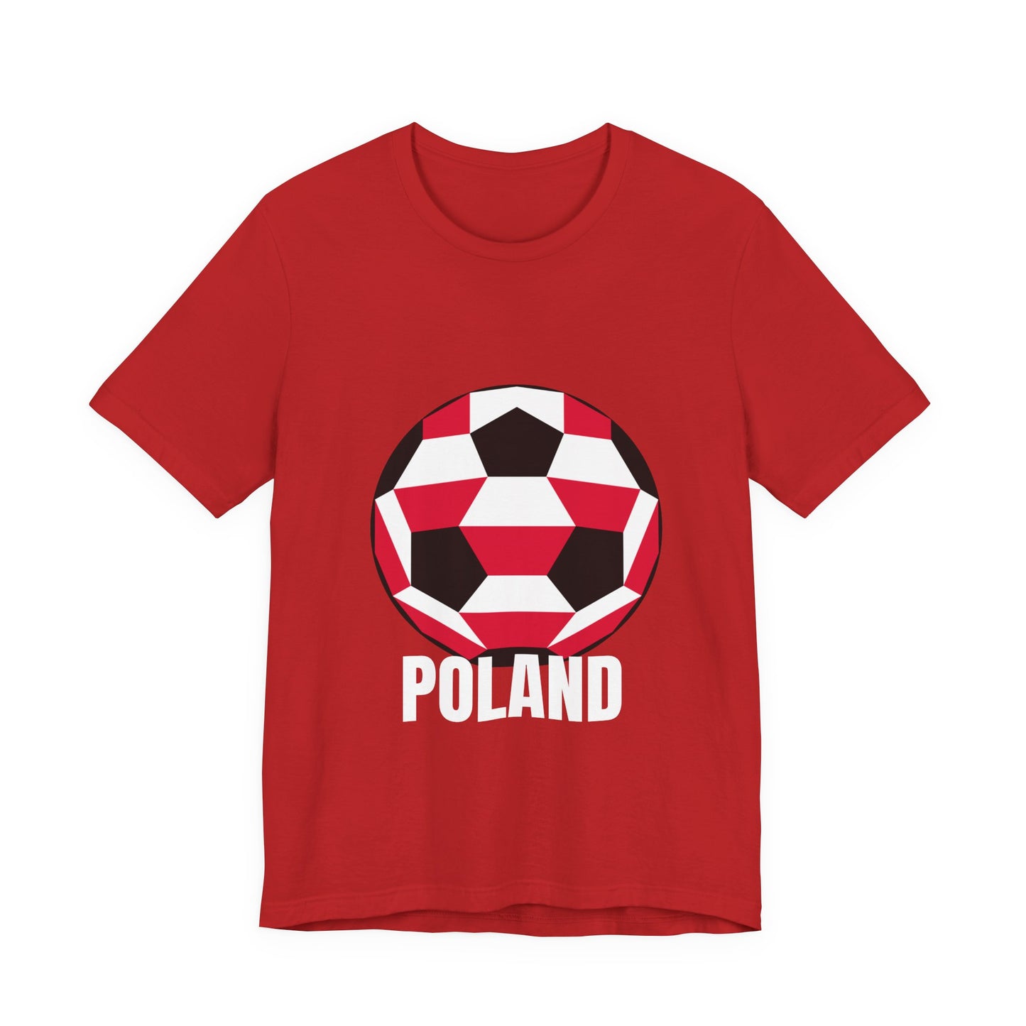 Poland Fan Specialty Soccer Ball Design T Shirt White Text