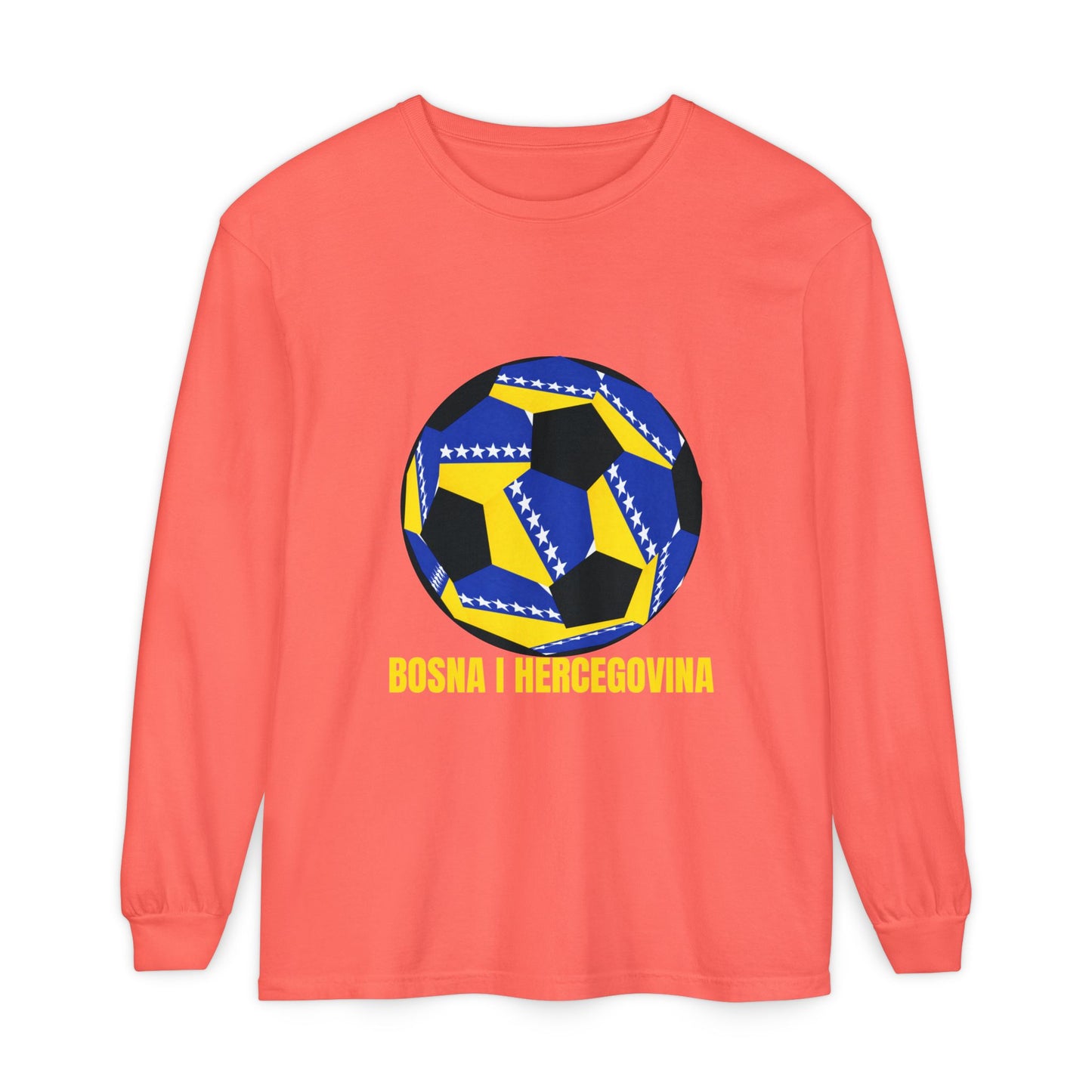 Bosnia Herzegovina Fan Specialty Soccer Ball Design  Long Sleeve Tee