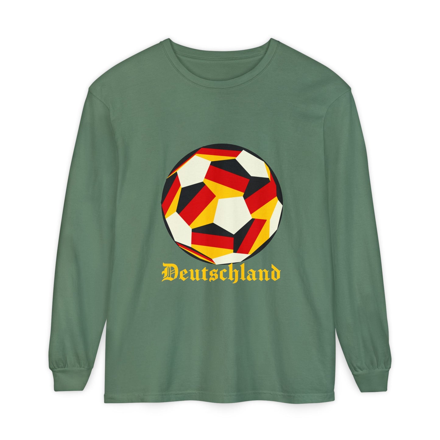 Deutschland Fan Specialty Soccer Ball Design Long Sleeve Tee
