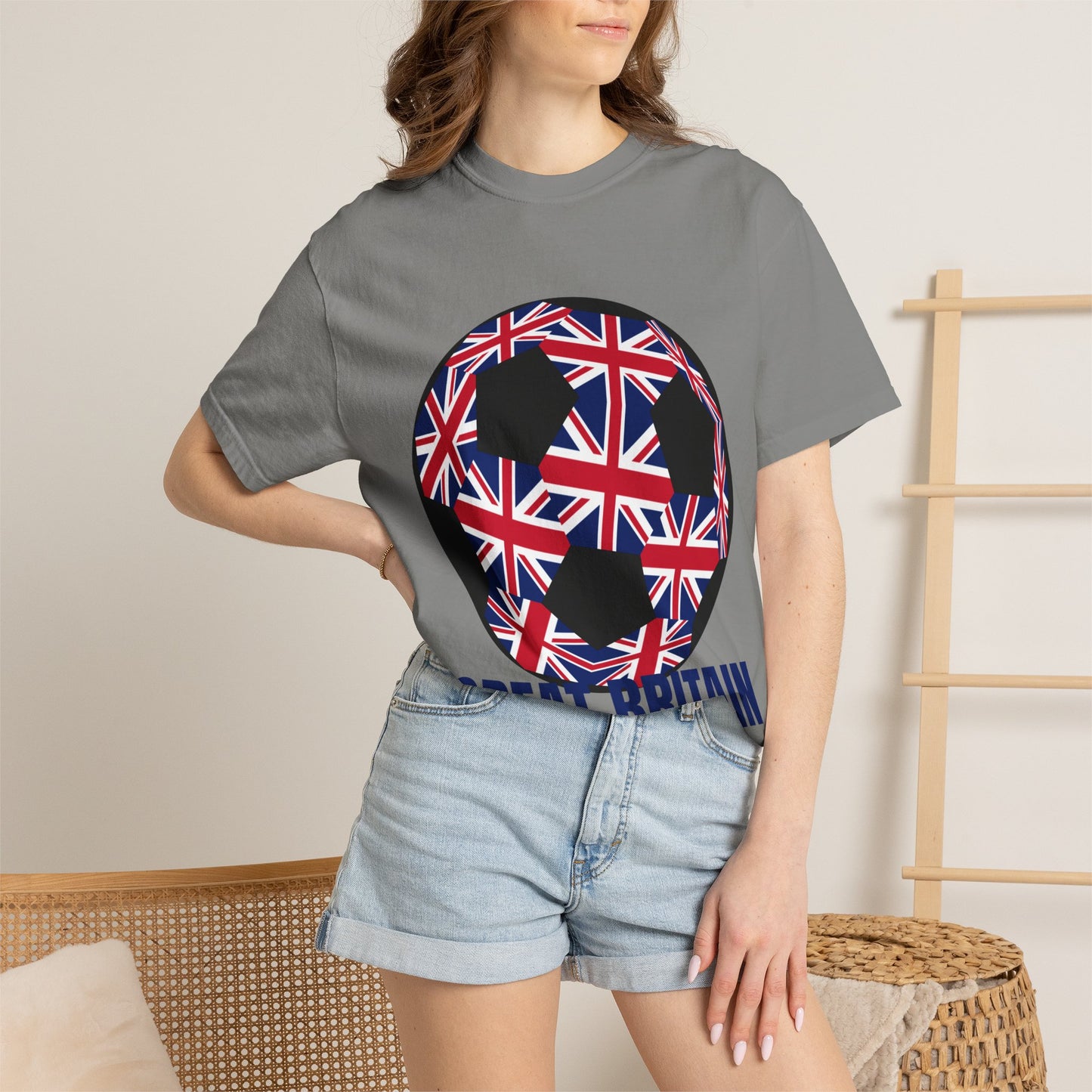 Great Britain Fan Specialty Soccer Ball Design T Shirt