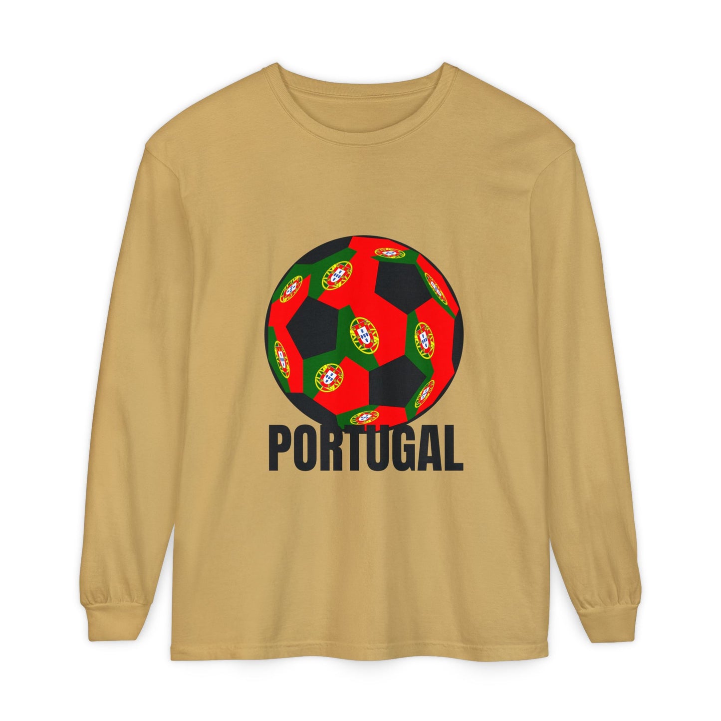 Portugal Fan Specialty Soccer Ball Design Long Sleeve Tee