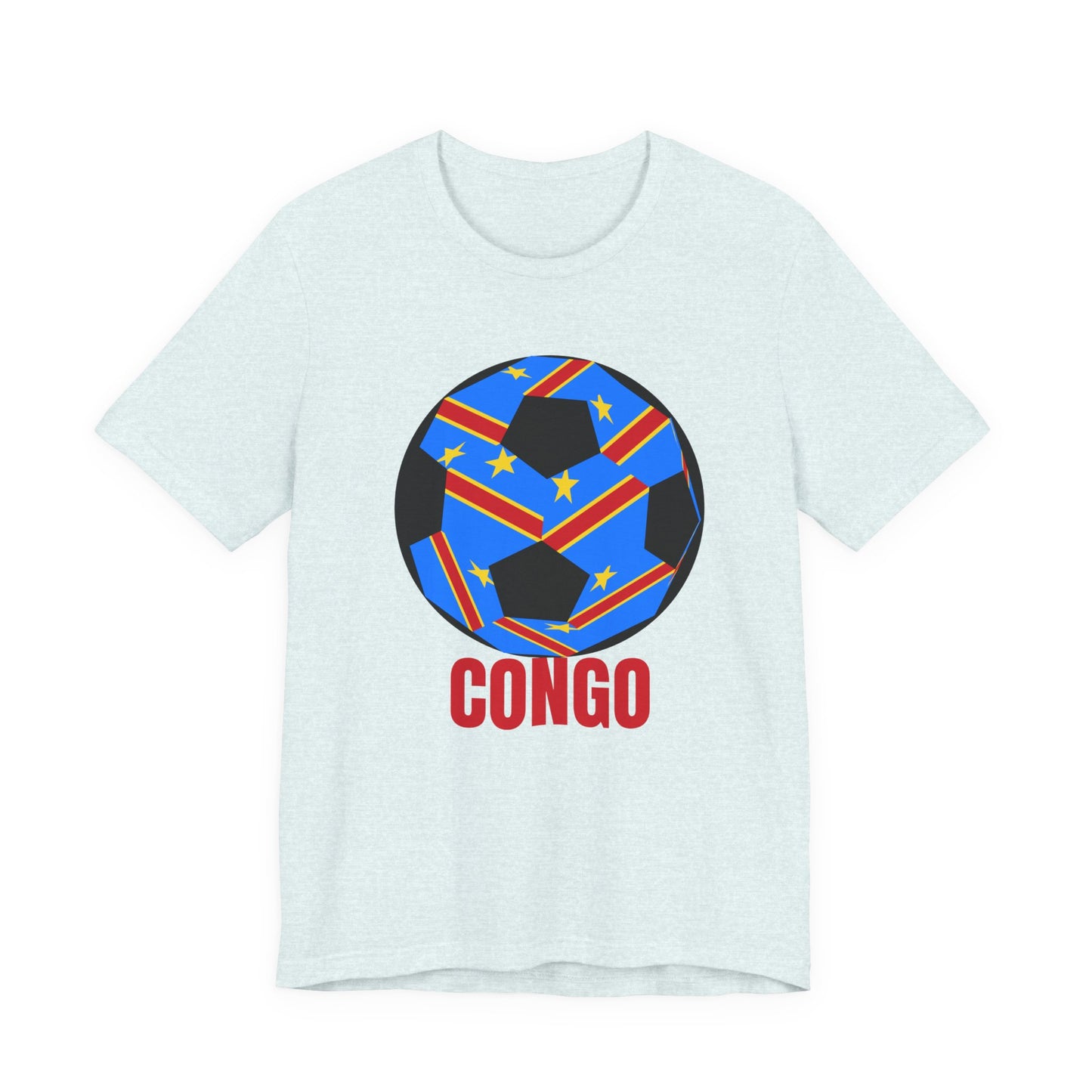 Congo Fan Specialty Soccer Ball Design T Shirt Red Text