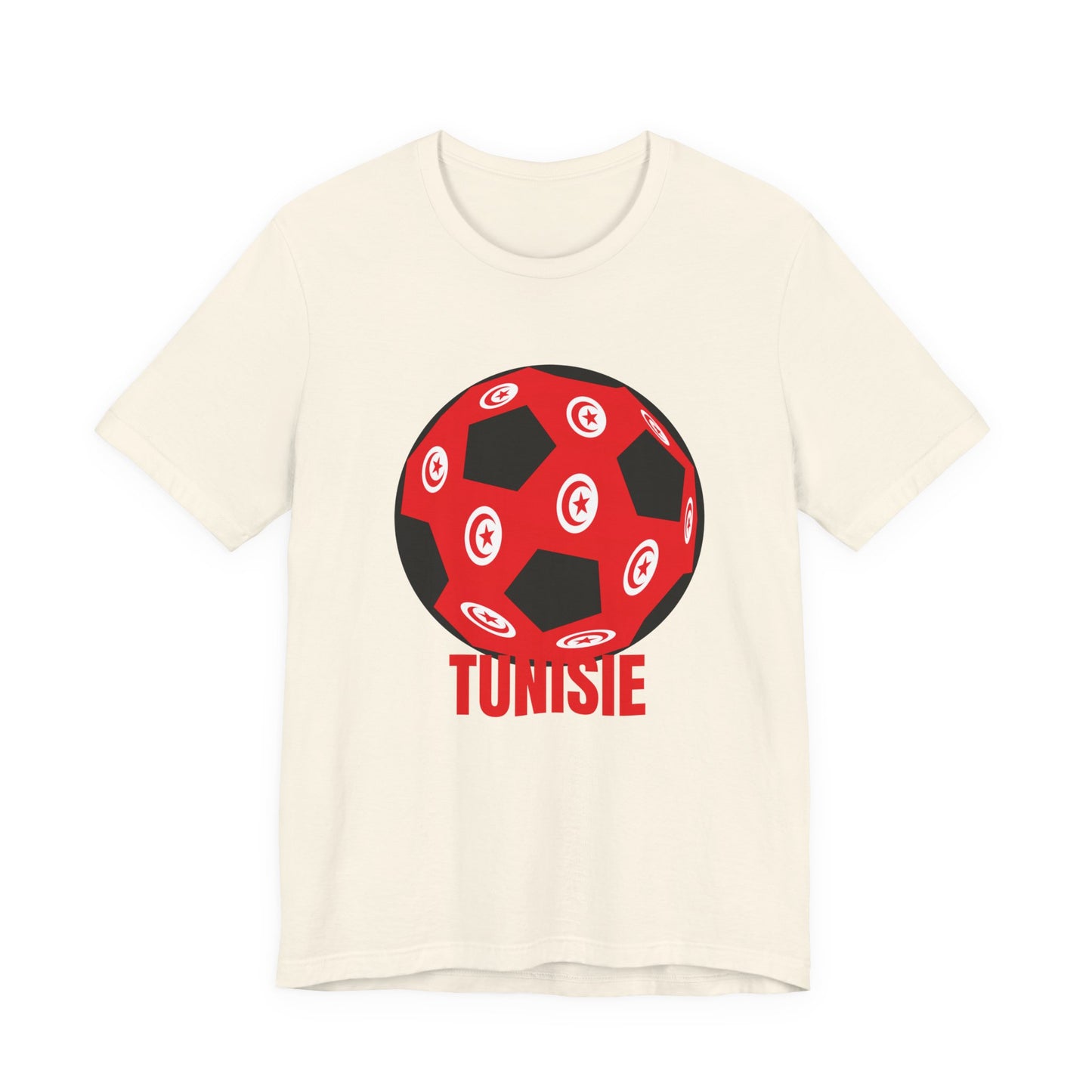 Tunisie Fan Specialty Soccer Ball Design T Shirt Tee Red Text