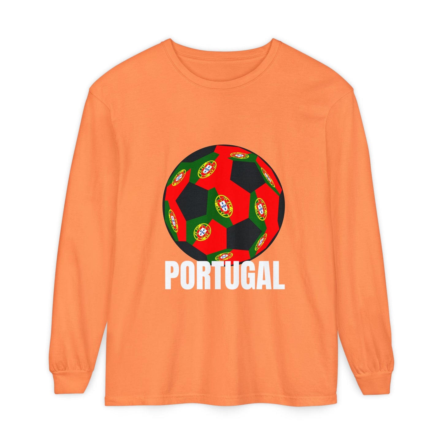 Portugal Fan Specialty Soccer Ball Design Long Sleeve Tee