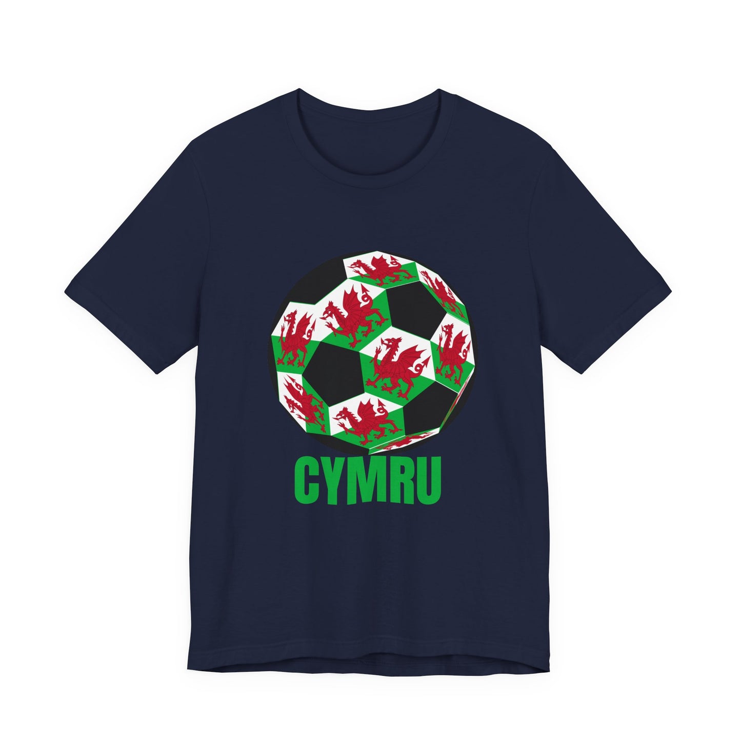 Cymru Fan Specialty Soccer Ball Design T Shirt Green Text