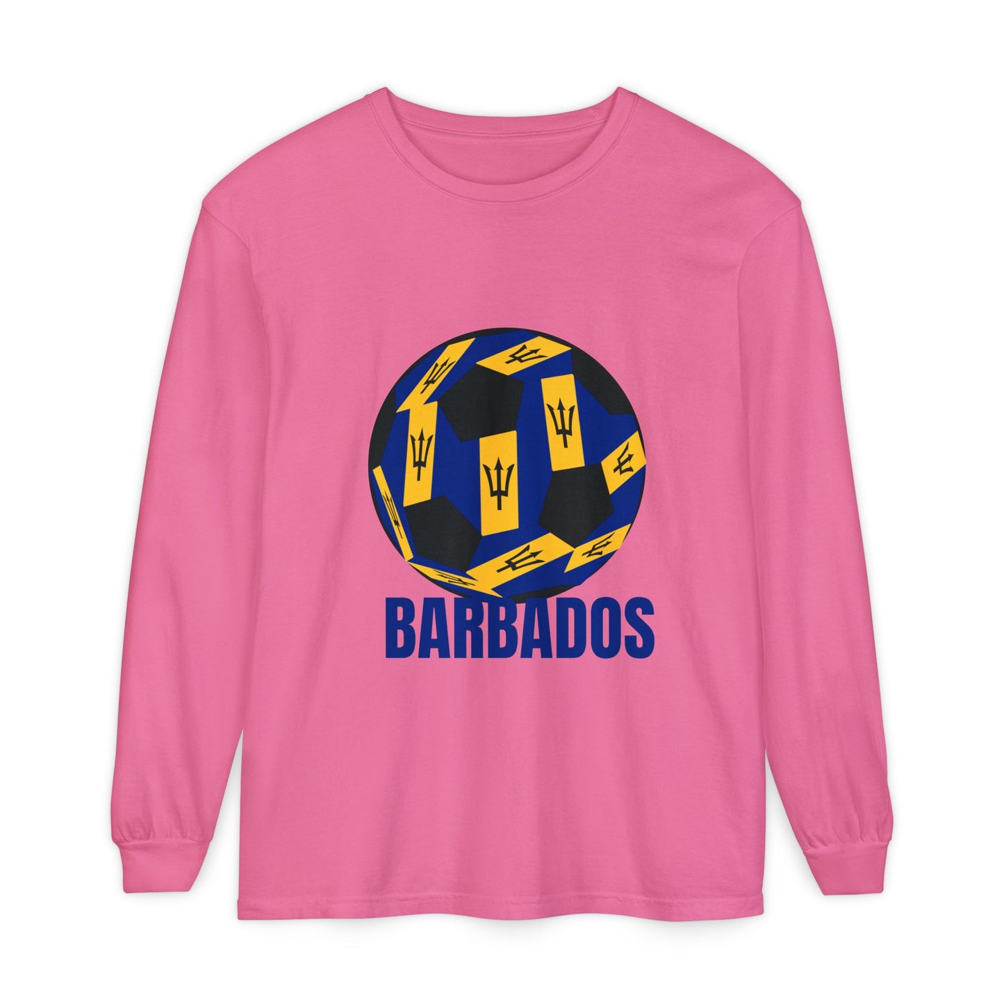 Barbados Fan Specialty Soccer Ball Design Long Sleeve Tee