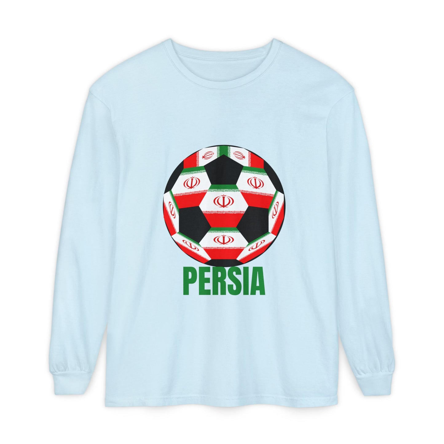 Persia Fan Specialty Soccer Ball Design Long Sleeve Tee