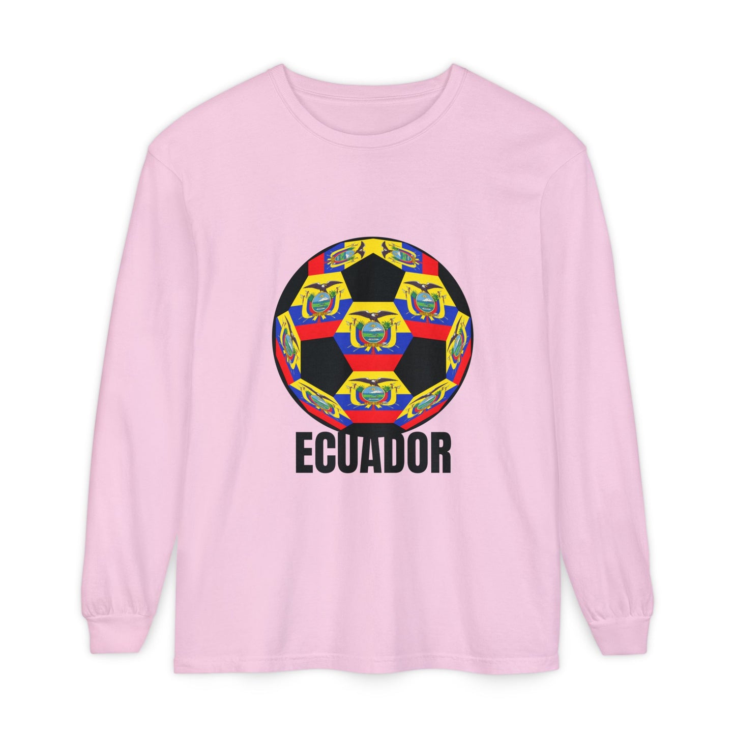 Ecuador Fan Specialty Soccer Ball Design Ball Long Sleeve Tee