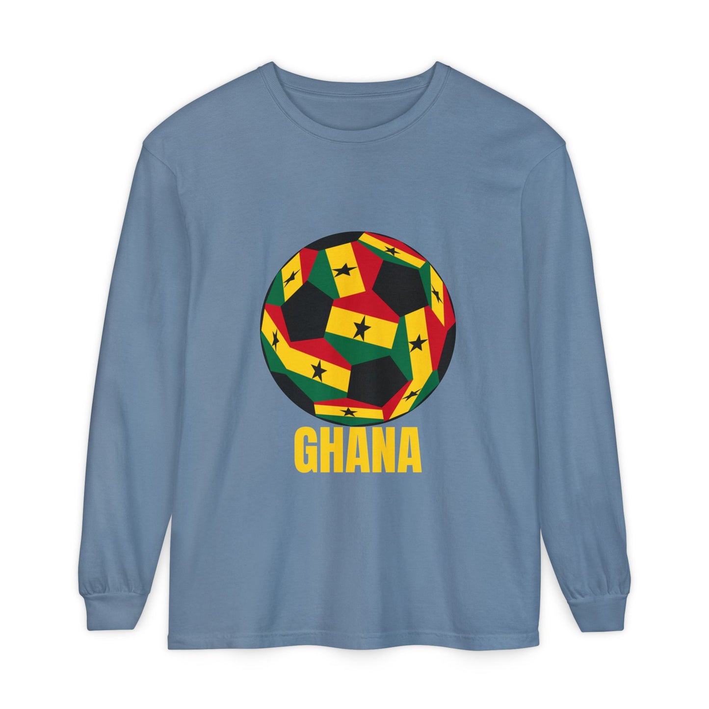 Ghana Fan Specialty Soccer Ball Design Long Sleeve Tee