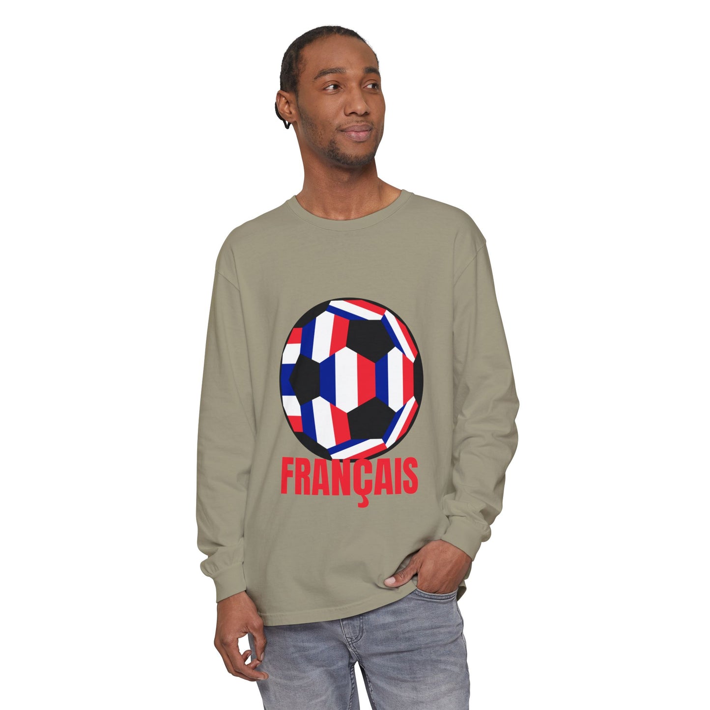 Francais Fan Specialty Soccer Ball Design Long Sleeve Tee