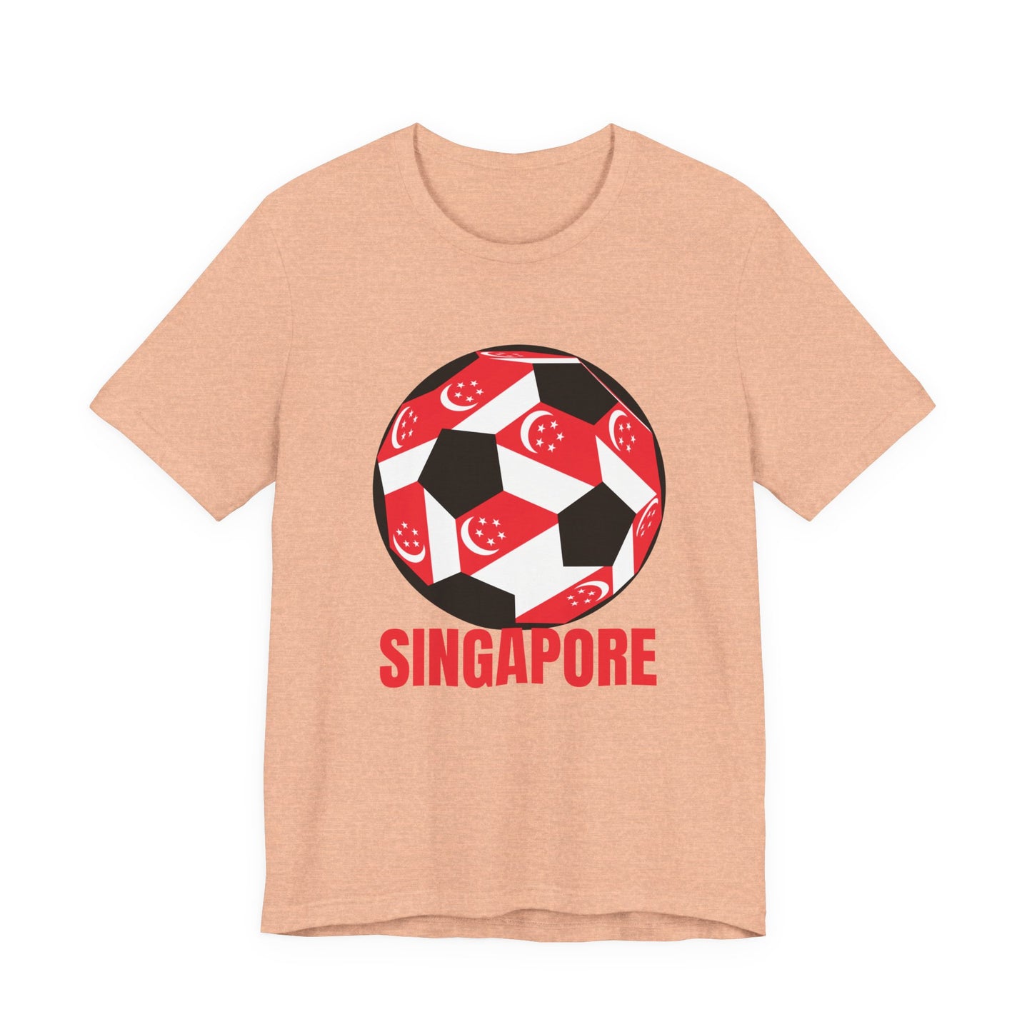 Singapore Fan Specialty Soccer Ball Design T Shirt Red Text