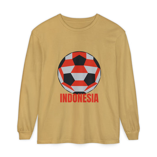 Indonesia Fan Specialty Soccer Ball Design Long Sleeve T-Shirt