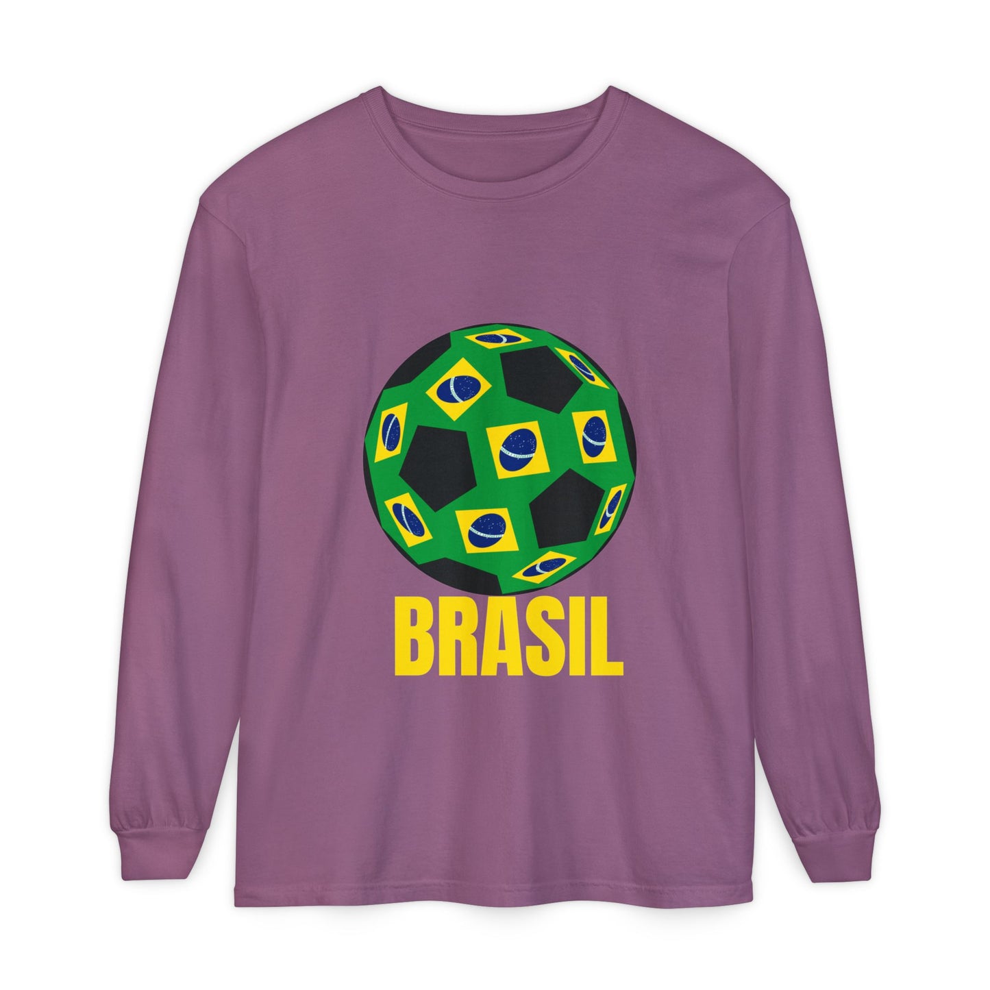Brasil Fan Specialty Soccer Ball Design Long Sleeve T Shirt