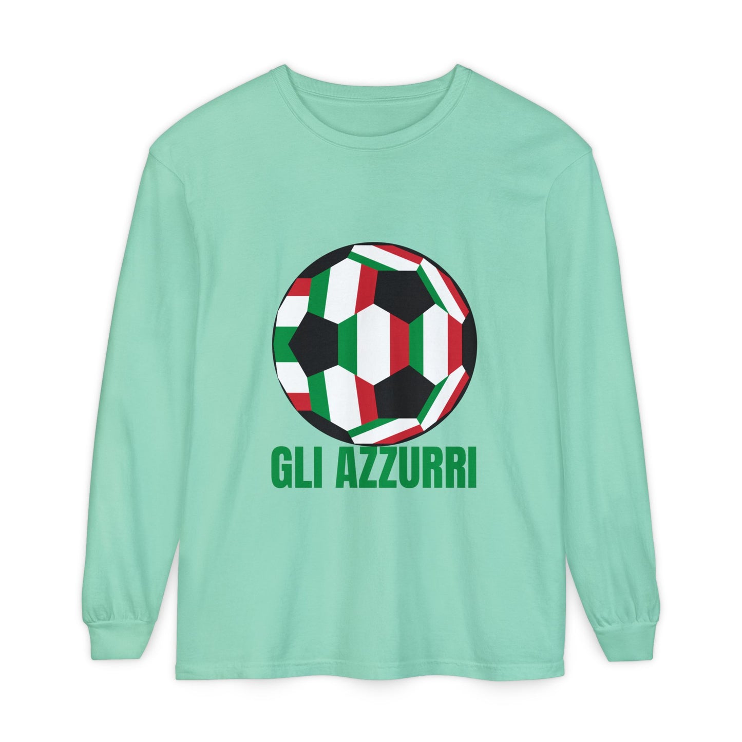 Gli Azzurri Fan Specialty Soccer Ball Design Long Sleeve Tee