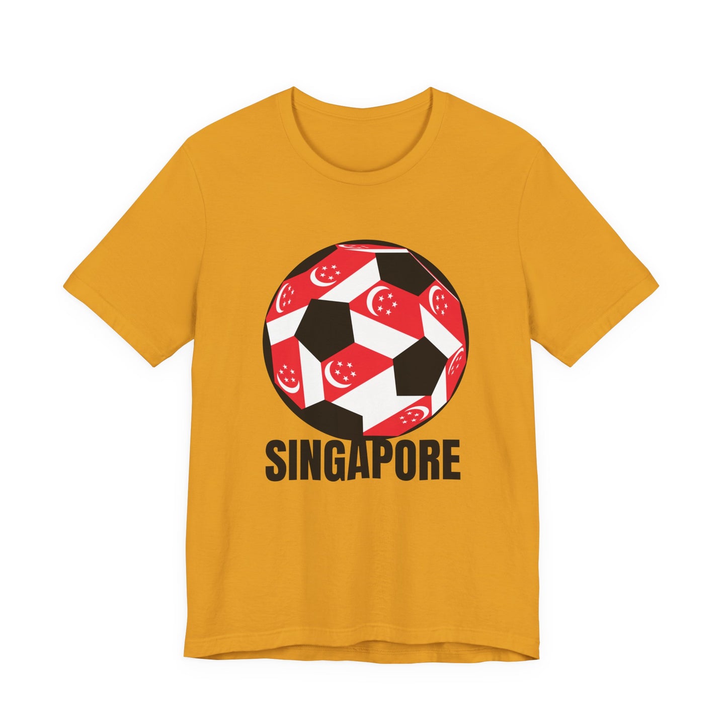 Singapore Fan Specialty Soccer Ball Design T Shirt Black Text