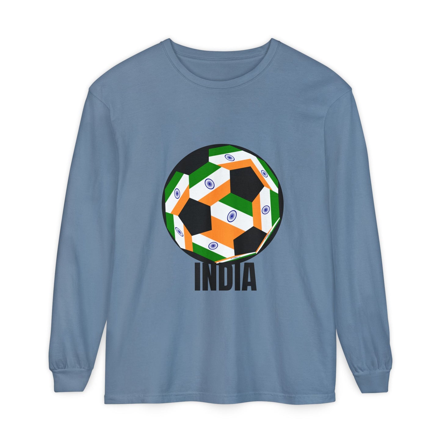 India Fan Specialty Soccer Ball Design Long Sleeve Tee