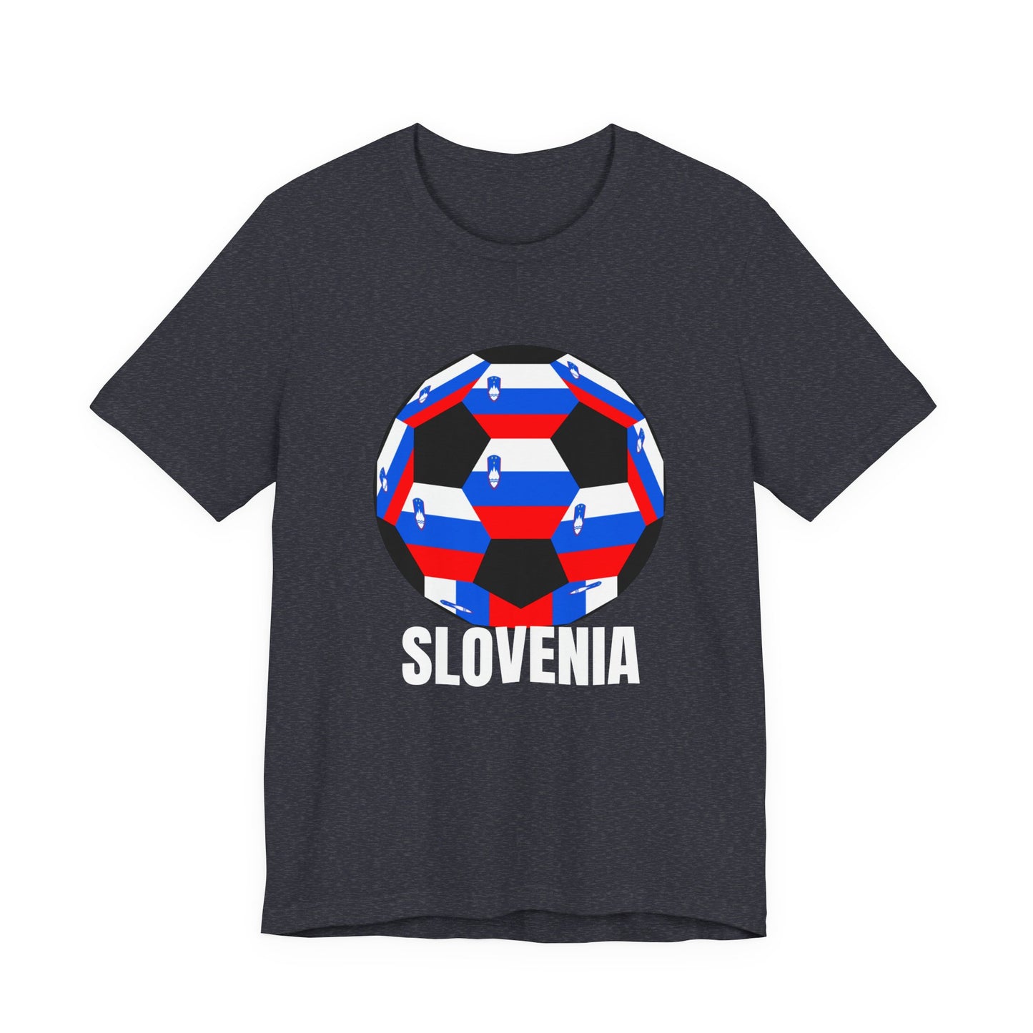 Slovenia Fan Specialty Soccer Ball Design T Shirt White Text