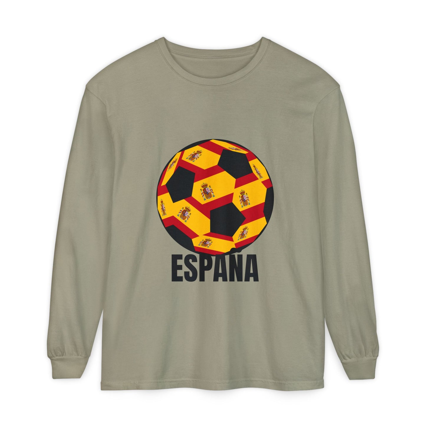 España Soccer Ball Design Long Sleeve Tee Black Text