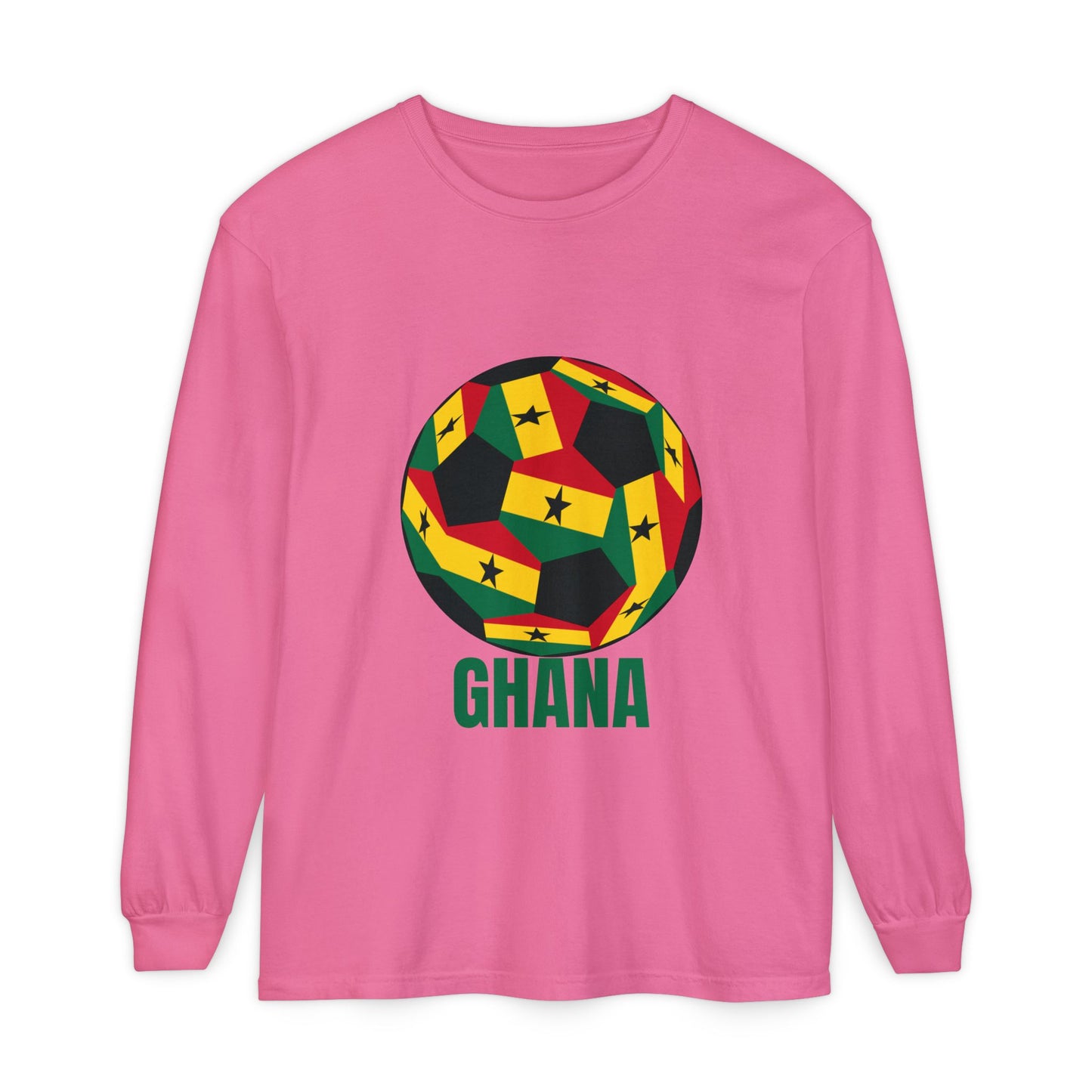Ghana Fan Specialty Soccer Ball Design Long Sleeve Tee