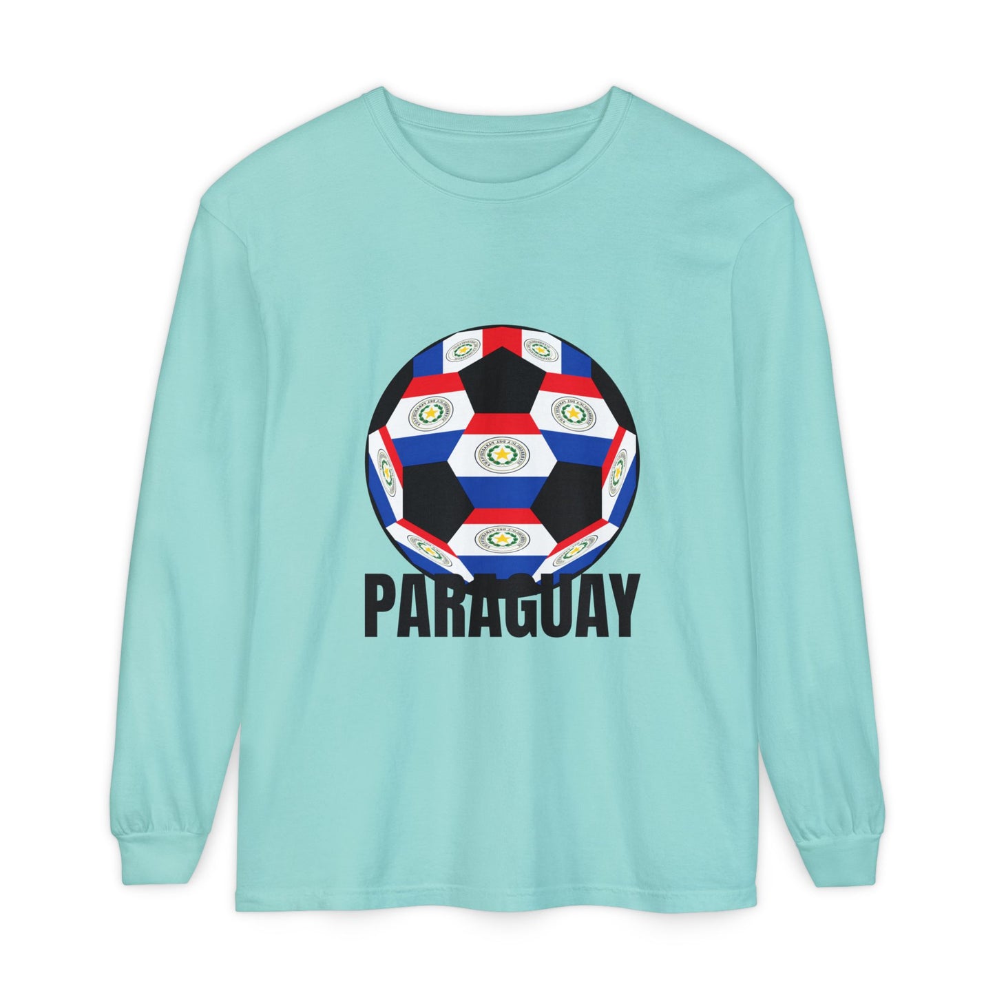 Paraguay Fan Specialty Soccer Ball Design Long Sleeve Tee