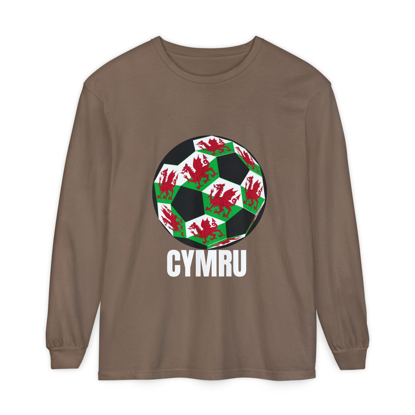 Cymru Fan Specialty Soccer Ball Design Long Sleeve T-Shirt