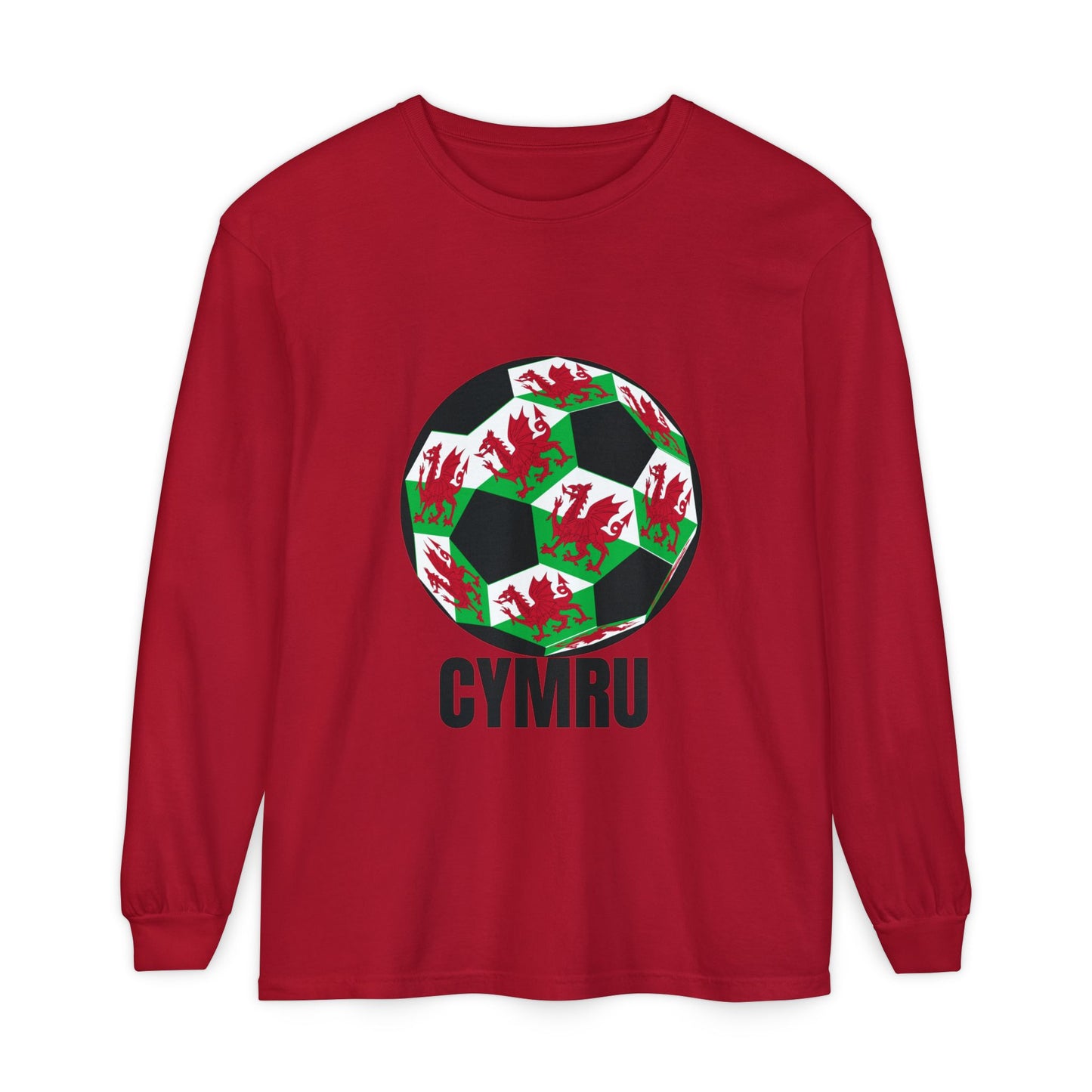 Cymru Fan Specialty Soccer Ball Design Long Sleeve Tee