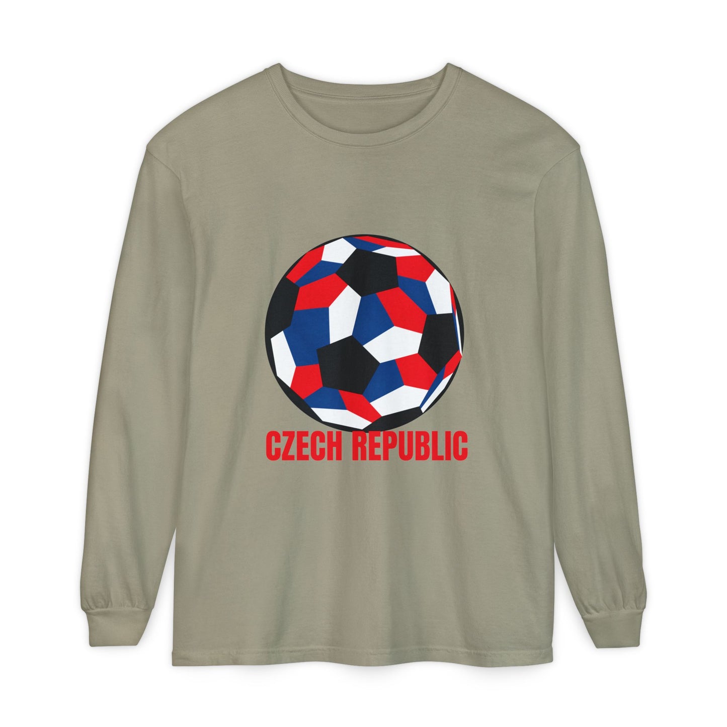 Czech Republic Fan Specialty Soccer Ball Design Long Sleeve Tee